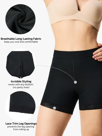 Mid-Rise Butt Lifting Lace Shorts