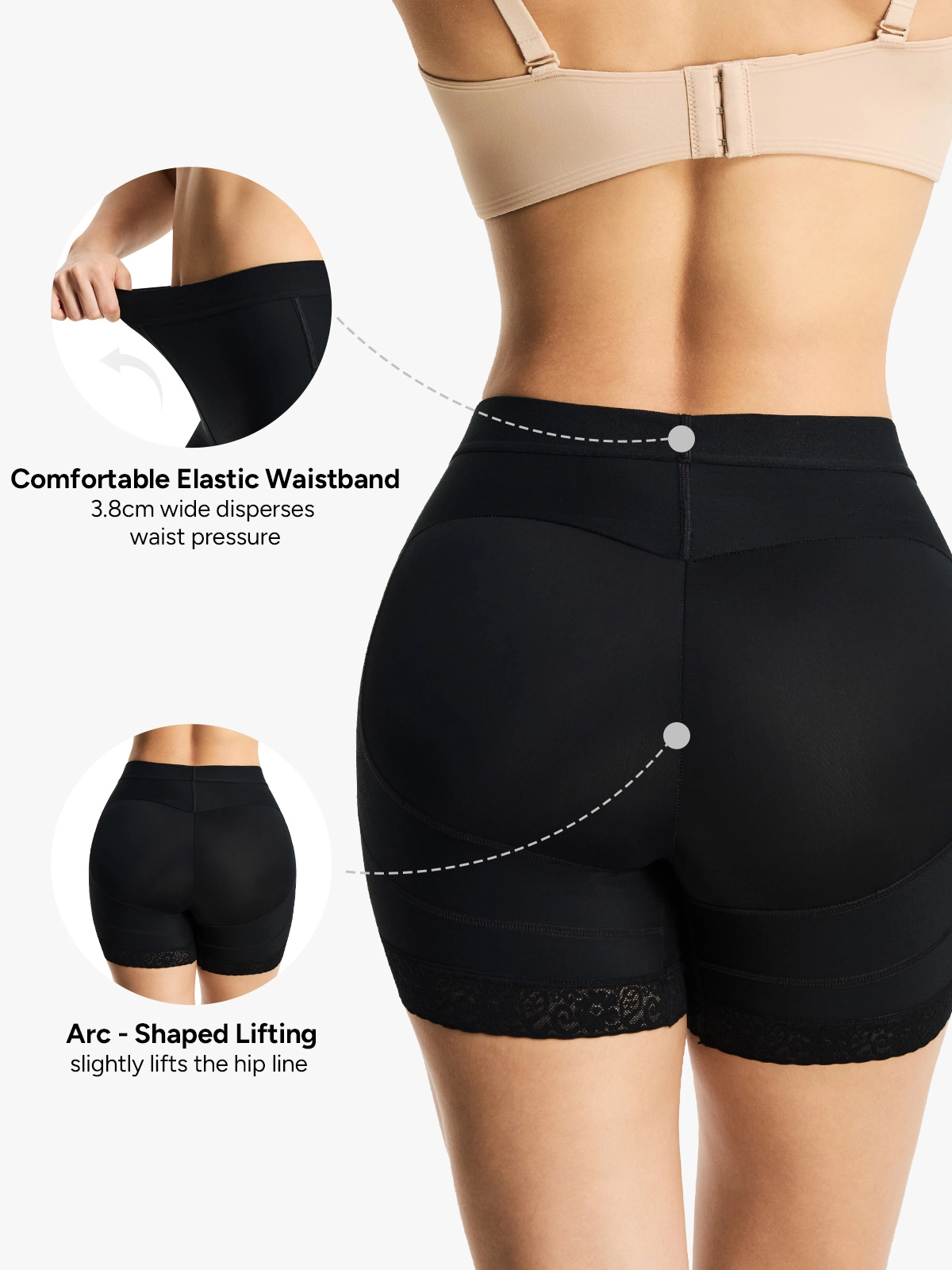 Mid-Rise Butt Lifting Lace Shorts