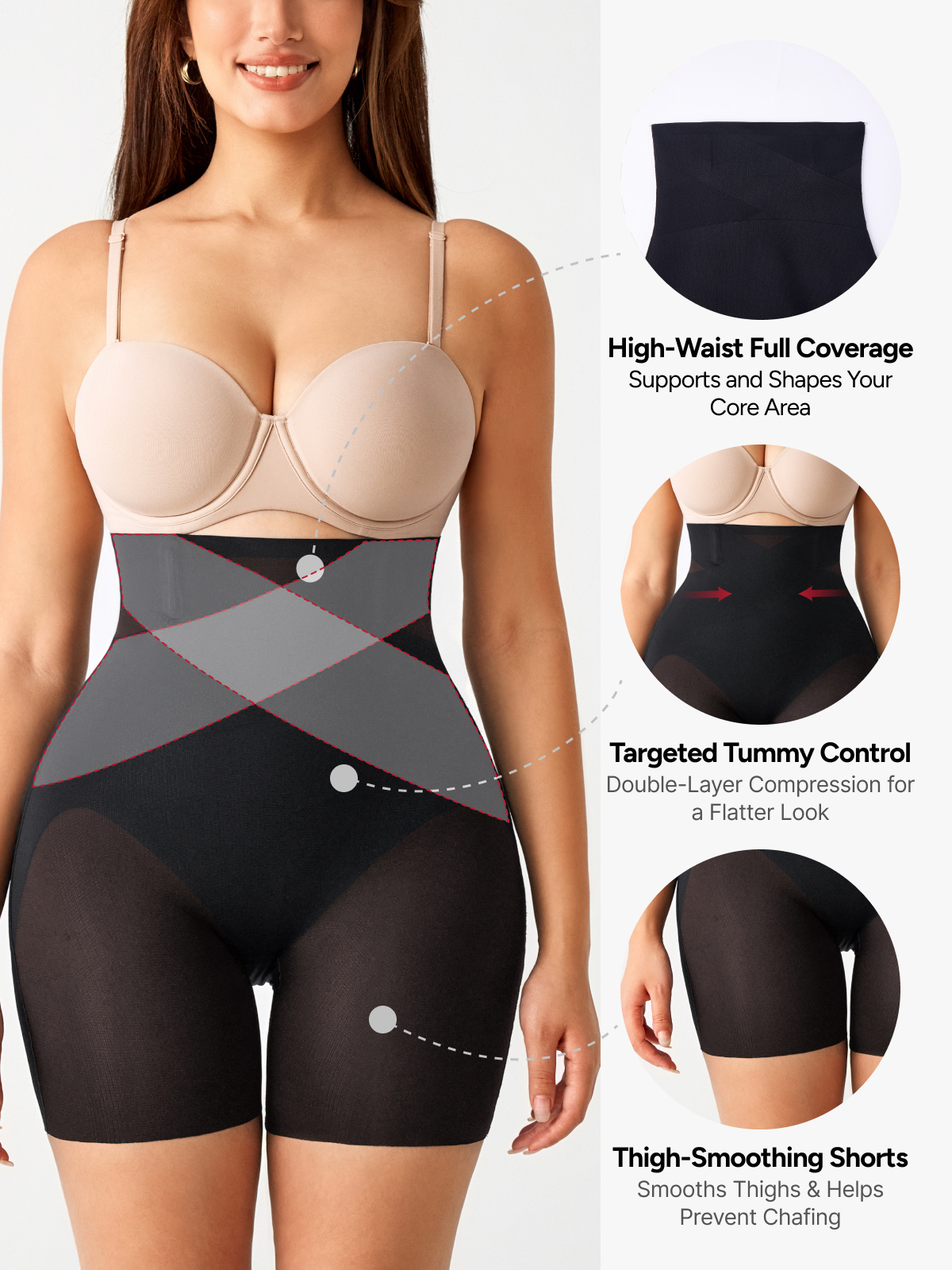 Women High Waist Steel Bone Tummy Control Panty Thigh Shaping Short