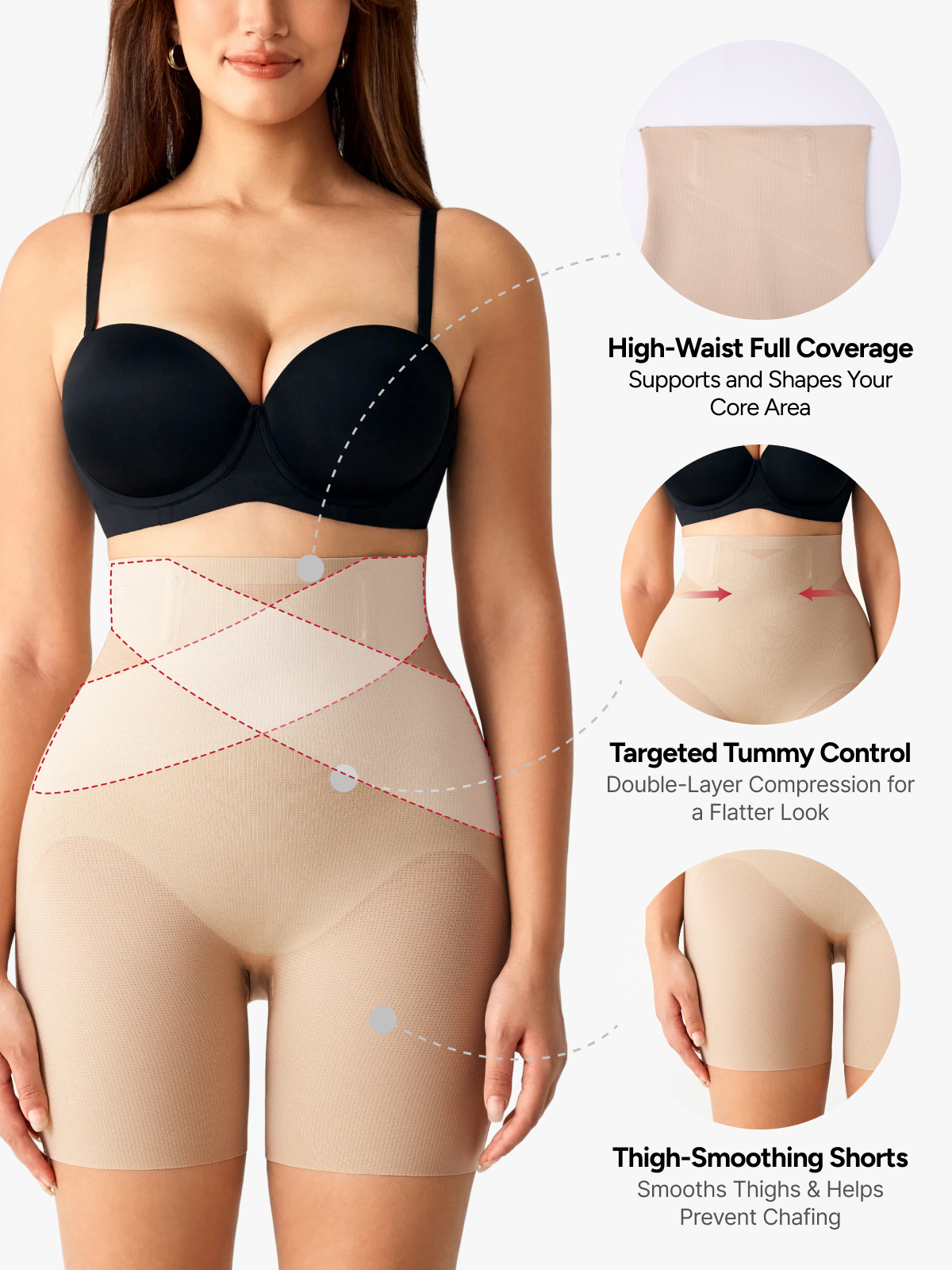Women High Waist Steel Bone Tummy Control Panty Thigh Shaping Short