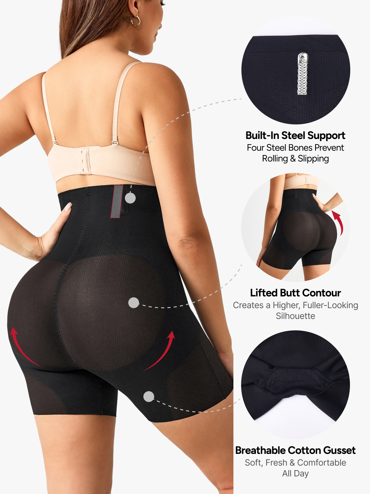 Women High Waist Steel Bone Tummy Control Panty Thigh Shaping Short