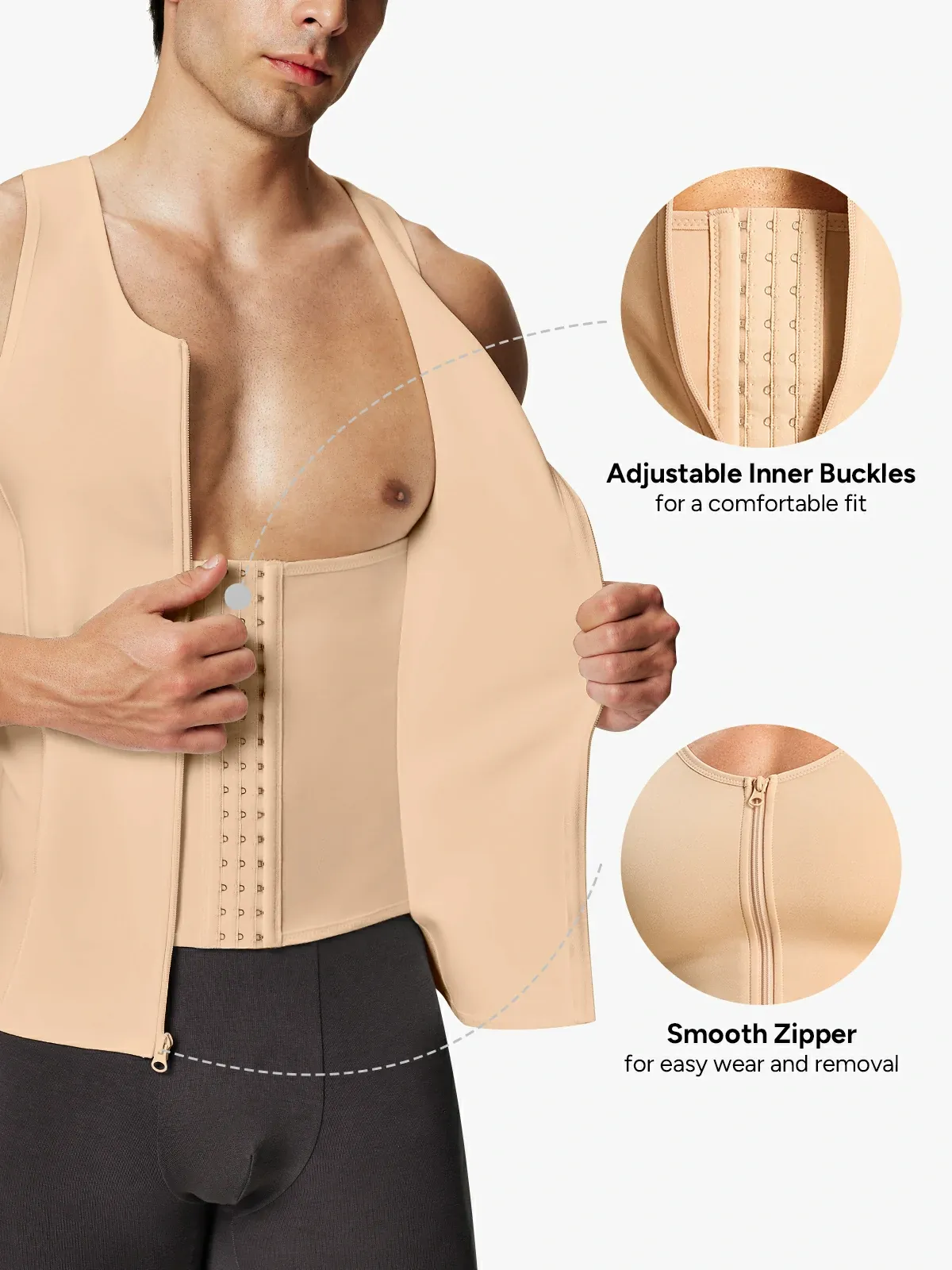 Zipper Belly Compression Workout out Waist Trainer Shapewear Tank Top