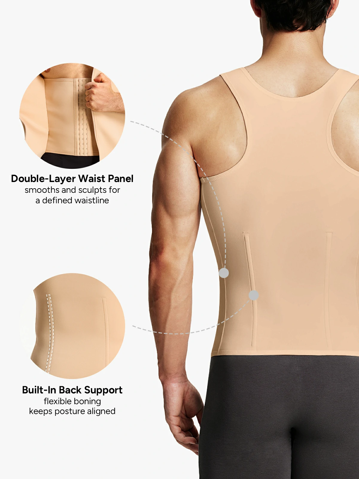 Zipper Belly Compression Workout out Waist Trainer Shapewear Tank Top