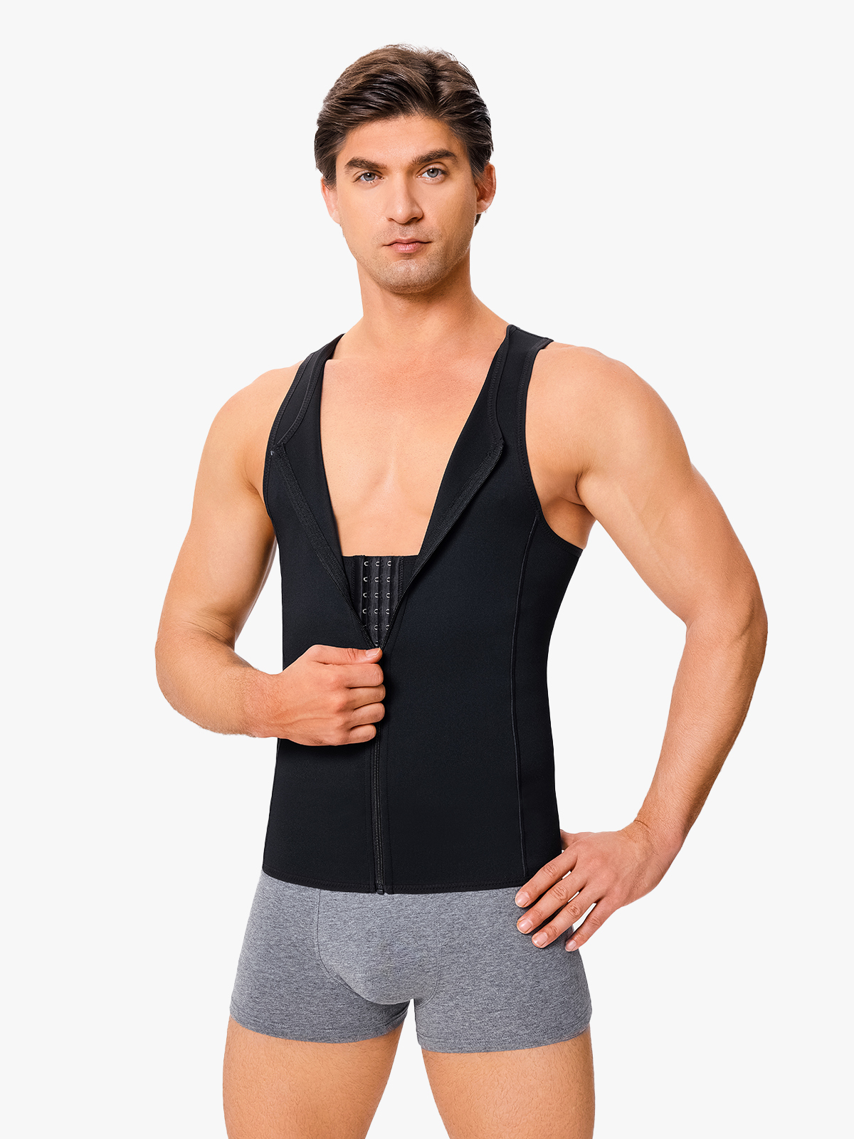 Zipper Belly Compression Workout out Waist Trainer Shapewear Tank Top-Nebility