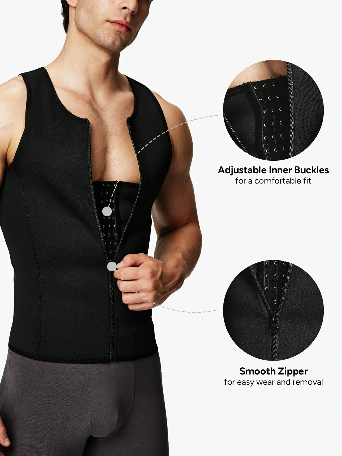 Zipper Belly Compression Workout out Waist Trainer Shapewear Tank Top