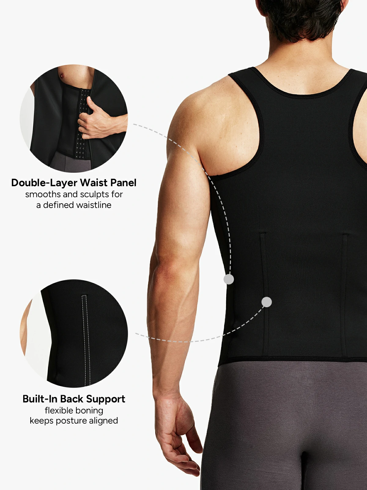 Zipper Belly Compression Workout out Waist Trainer Shapewear Tank Top