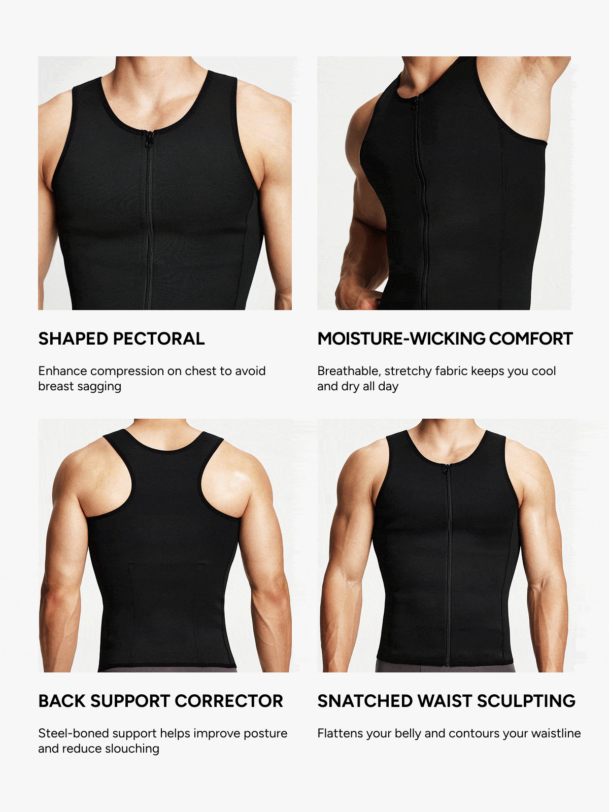 Zipper Belly Compression Workout out Waist Trainer Shapewear Tank Top