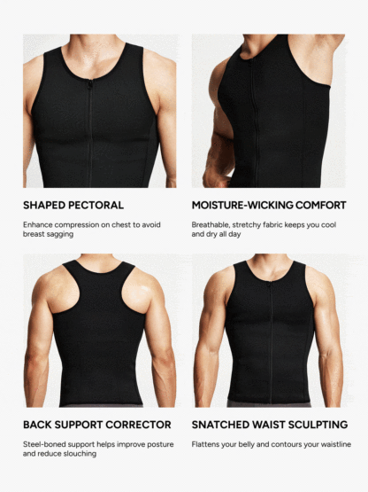 Zipper Belly Compression Workout out Waist Trainer Shapewear Tank Top