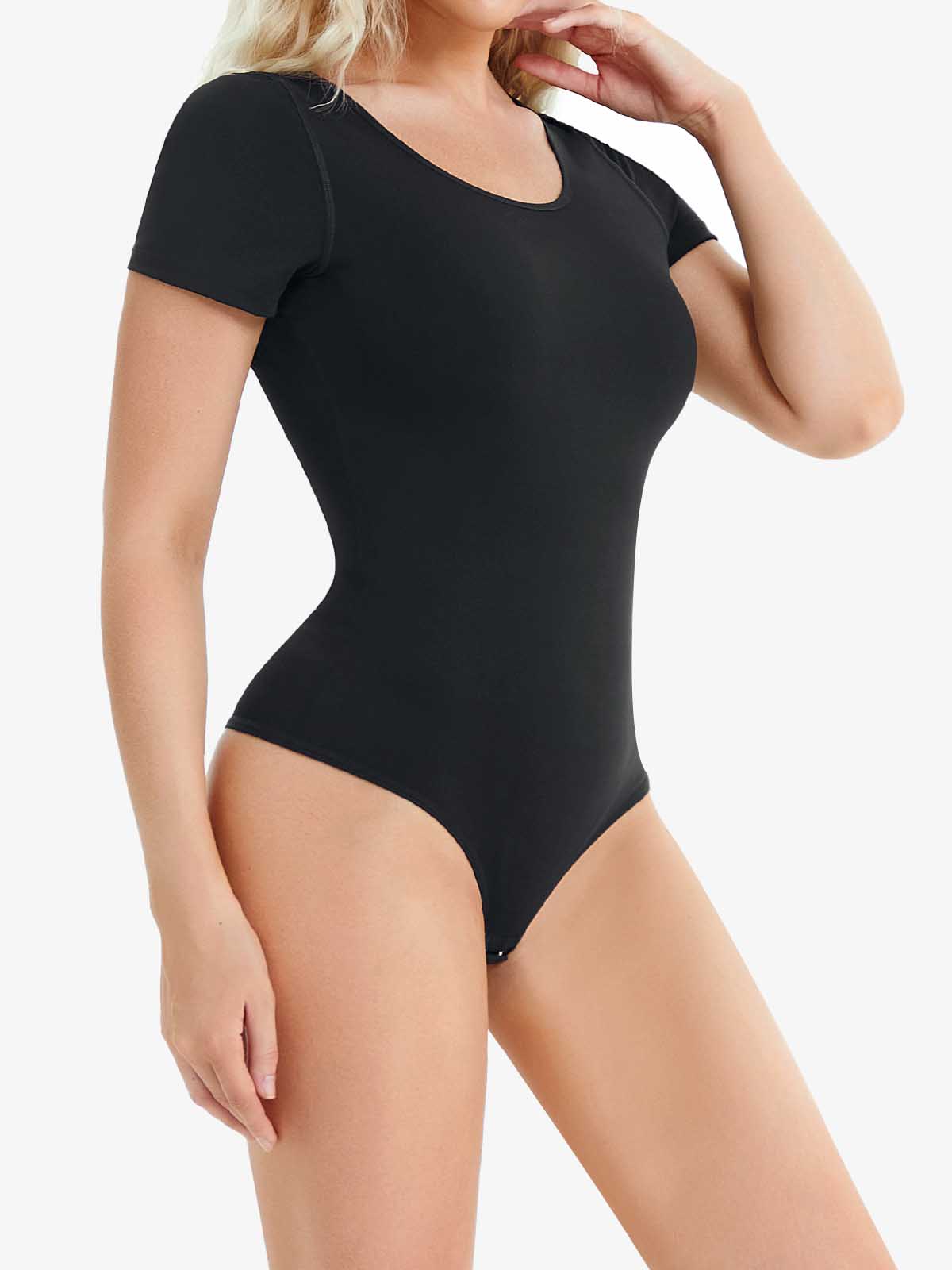 Nebility Round Neck Shapewear Thong Short Sleeve