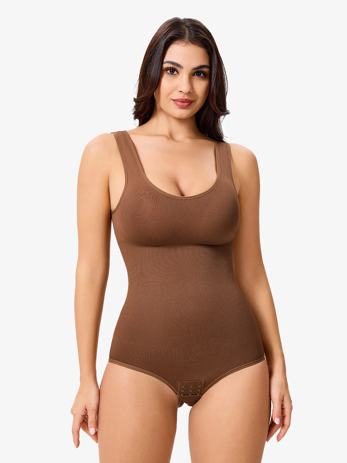 Nebility Women Seamless Round Neck Tummy Control Bodysuit-Nebility