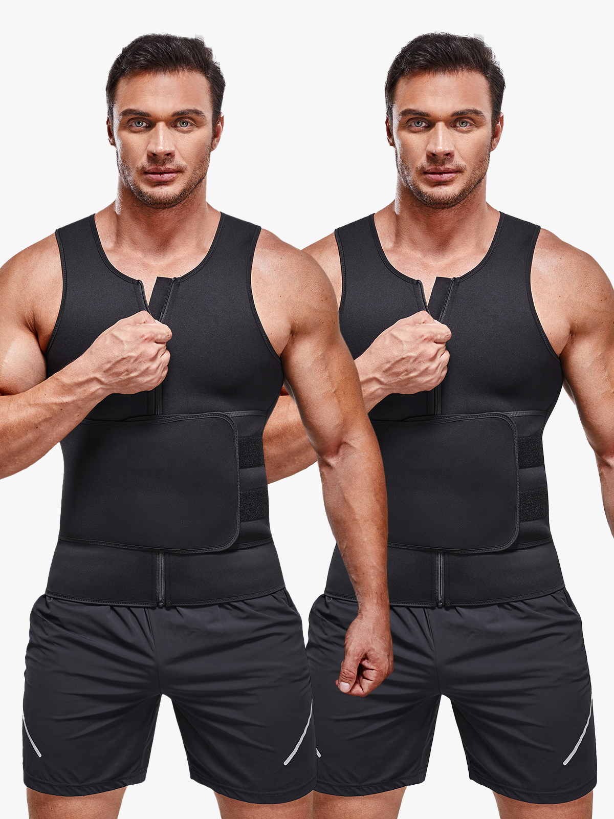 Zipper Closure Sports Workout Tank with Waist Compression
