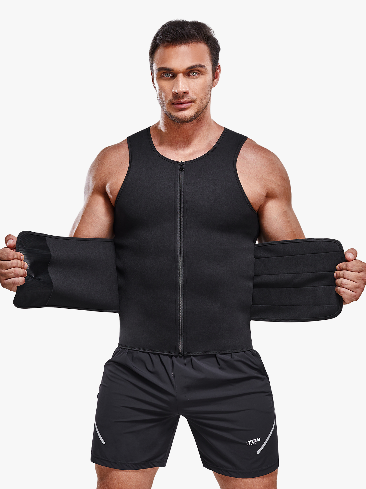 Zipper Closure Sports Workout Tank with Waist Compression-Nebility