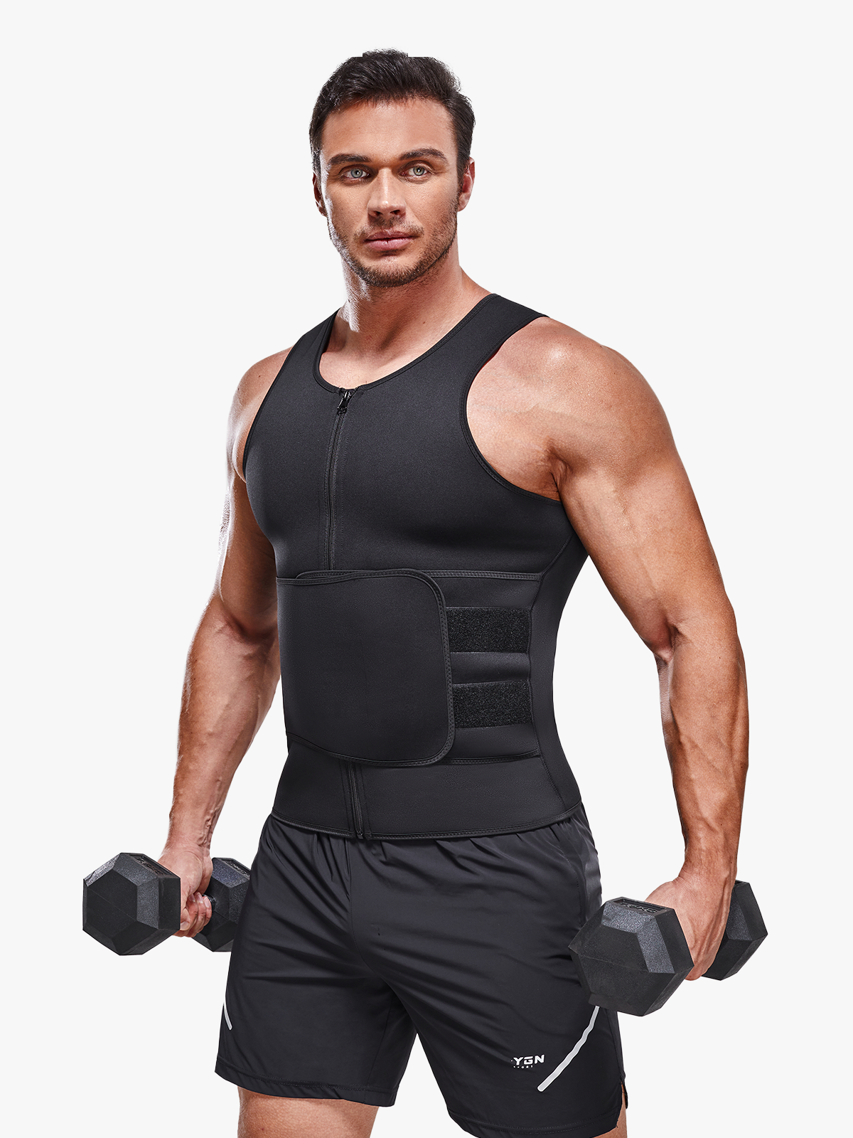 Zipper Closure Sports Workout Tank with Waist Compression