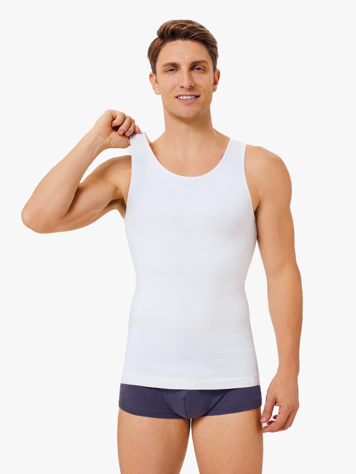 2 Pieces Ribbed Elastic Compression Shapewear Tank Top-Nebility