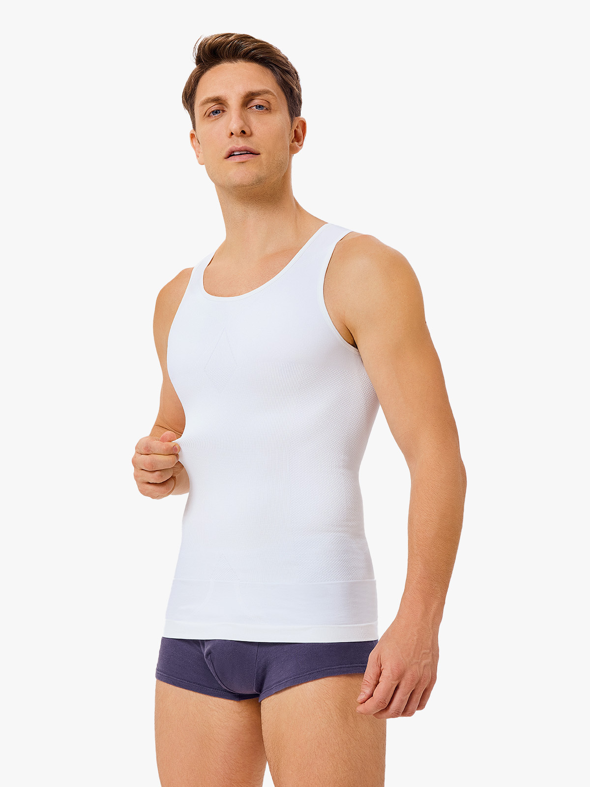 2 Pieces Ribbed Elastic Compression Shapewear Tank Top-Nebility