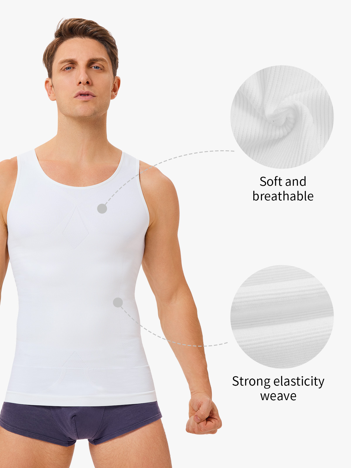 2 Pieces Ribbed Elastic Compression Shapewear Tank Top-Nebility