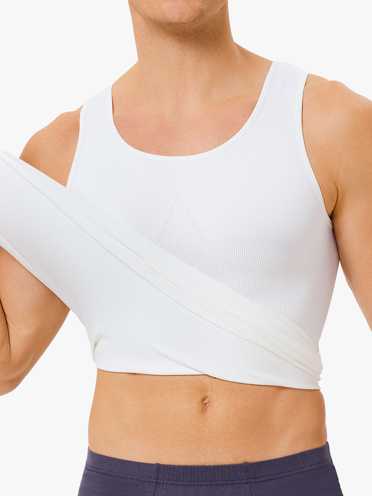 2 Pieces Ribbed Elastic Compression Shapewear Tank Top-Nebility