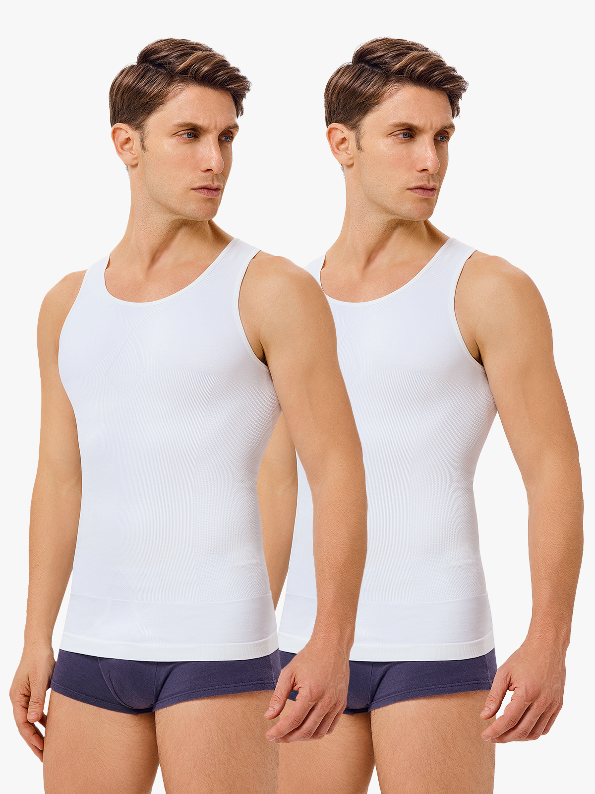 2 Pieces Ribbed Elastic Compression Shapewear Tank Top-Nebility