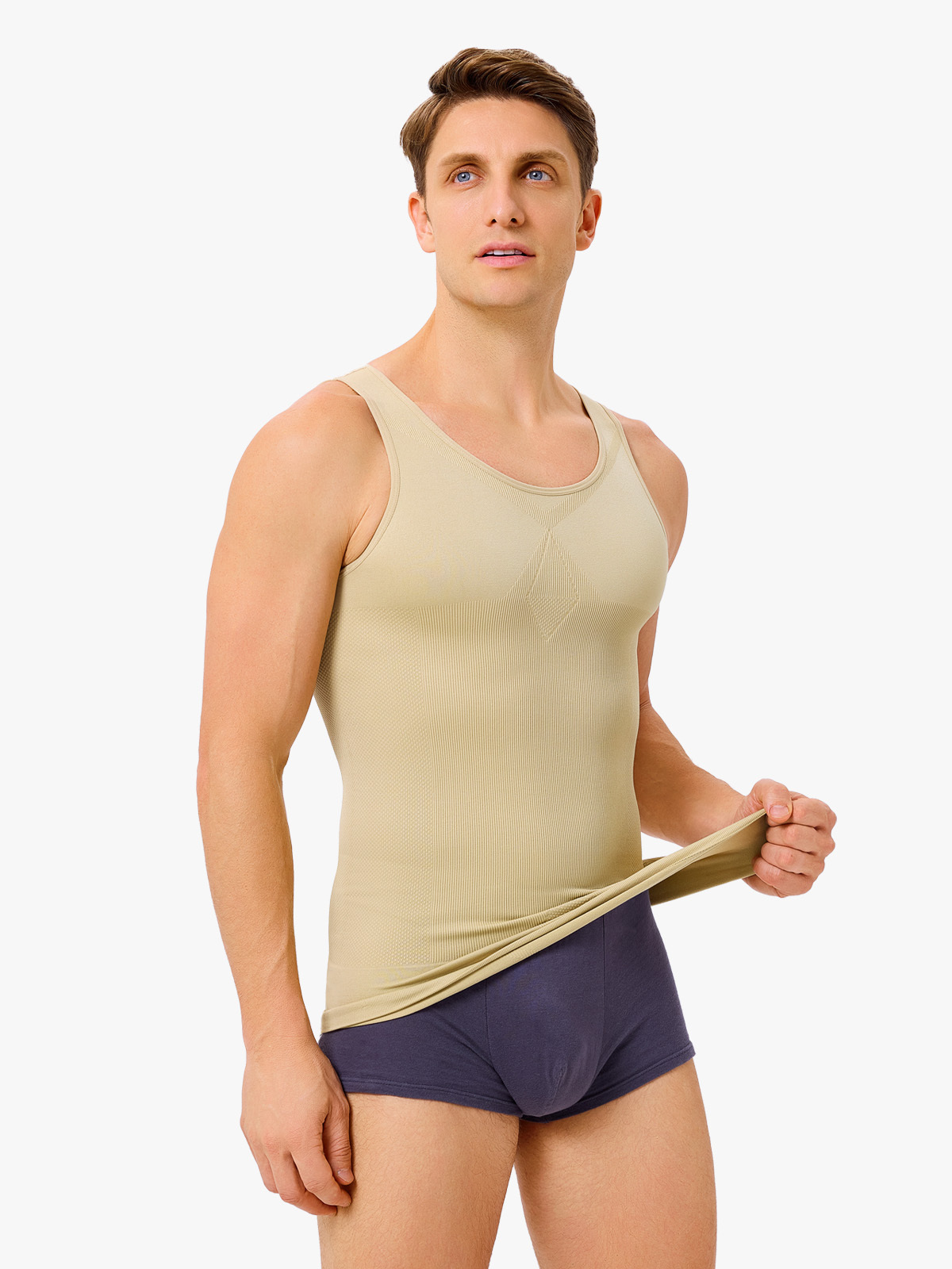 2 Pieces Ribbed Elastic Compression Shapewear Tank Top-Nebility