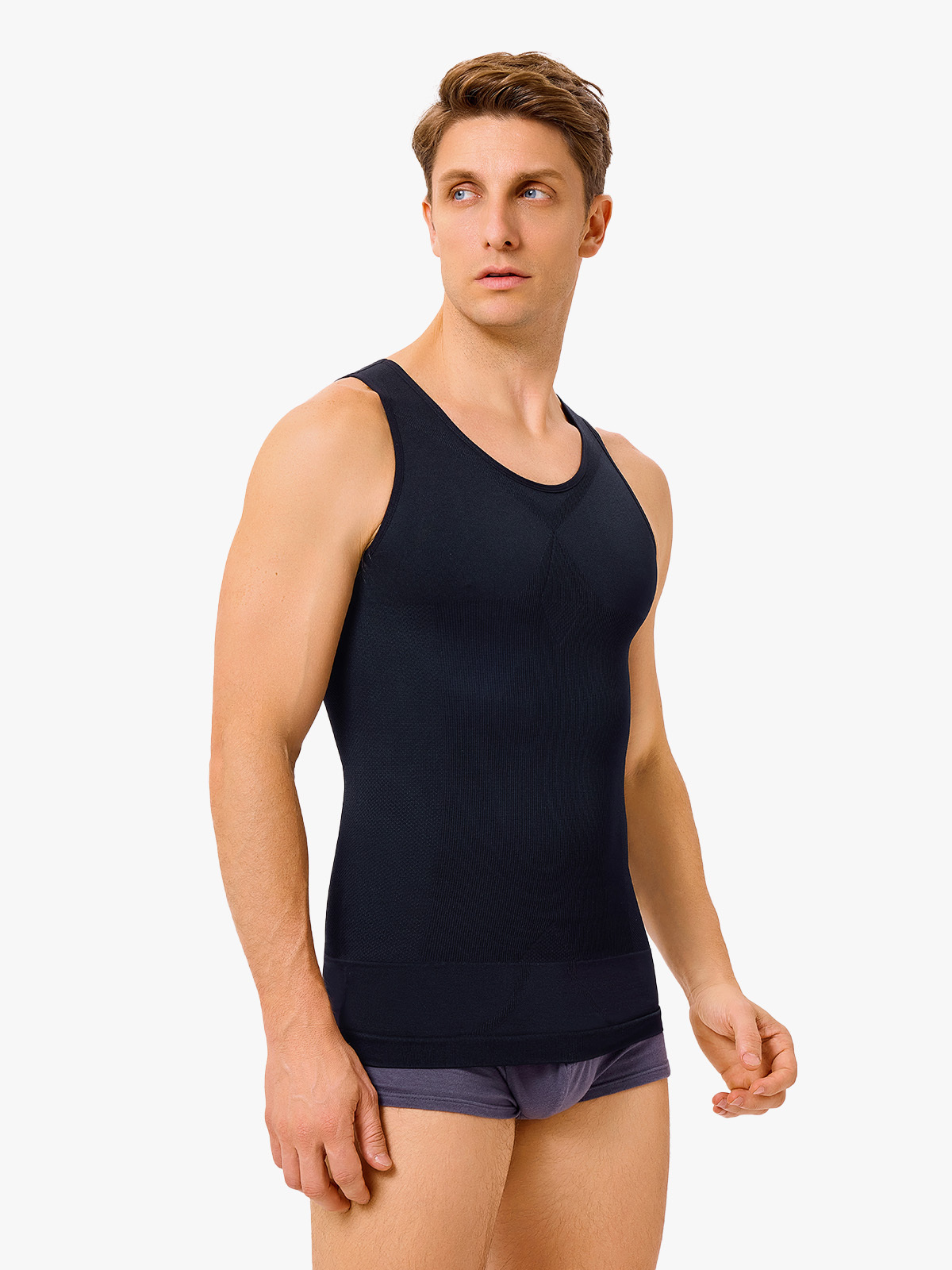 2 Pieces Ribbed Elastic Compression Shapewear Tank Top-Nebility