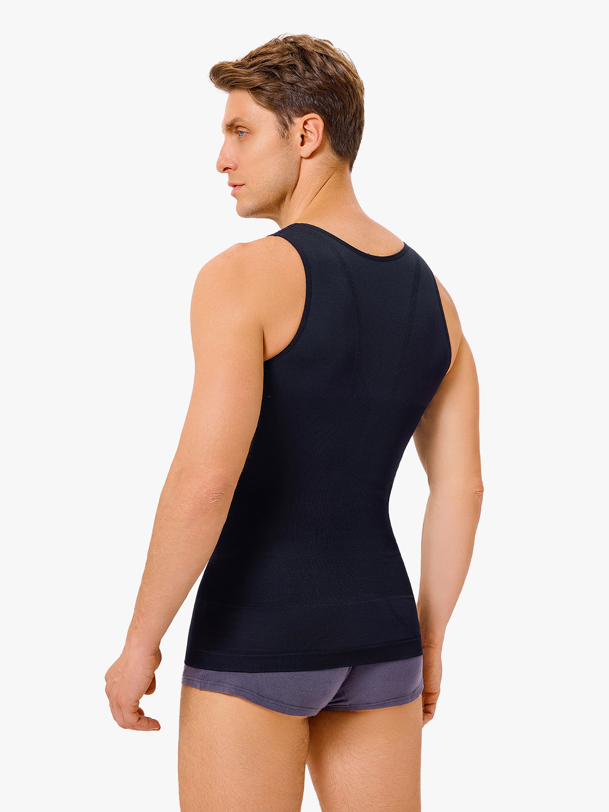 2 Pieces Ribbed Elastic Compression Shapewear Tank Top-Nebility