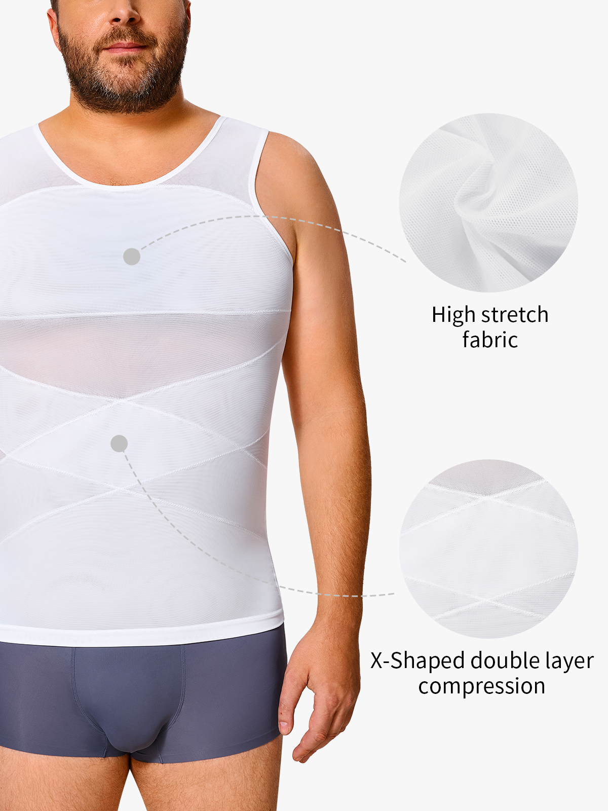 Mesh Double Compression Shapewear Tank Top-Nebility