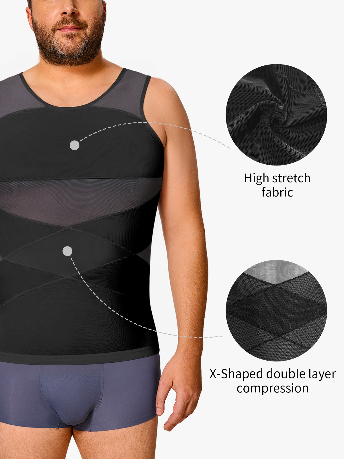 Mesh Double Compression Shapewear Tank Top-Nebility