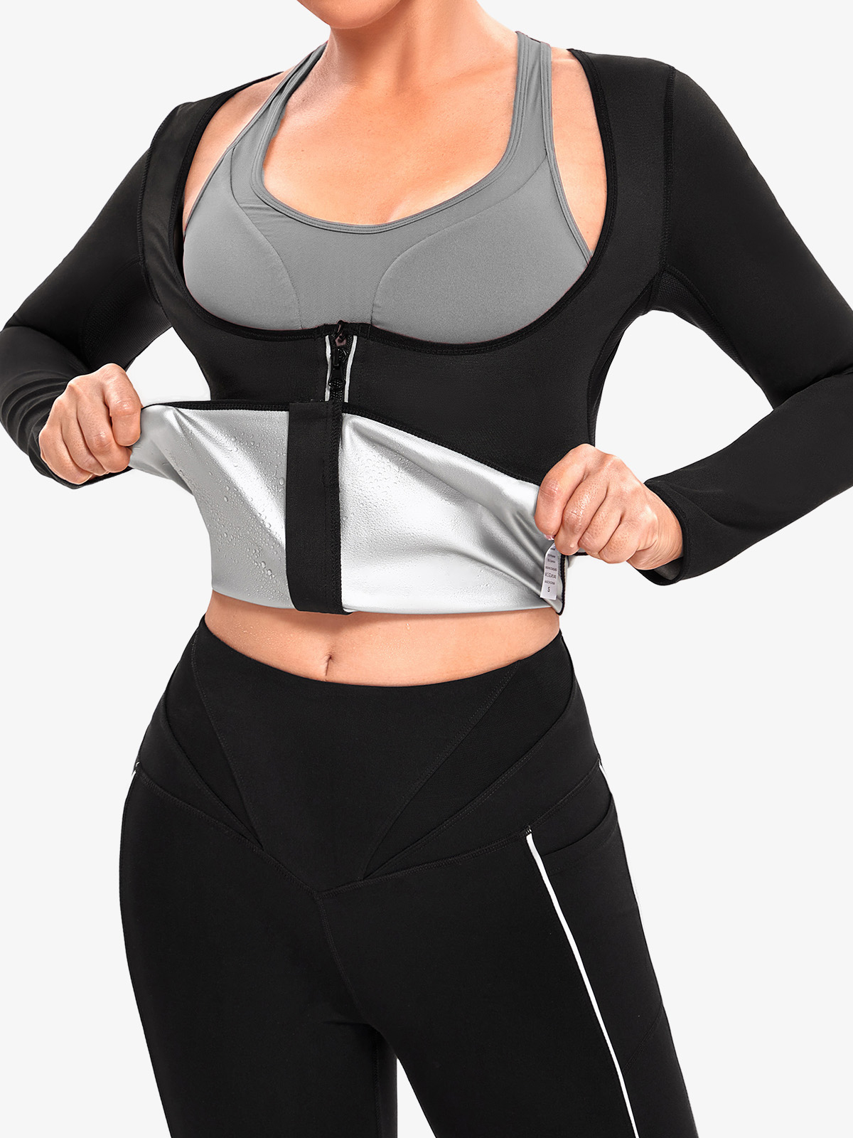 Nebility Women Upgraded Long Sleeve Tight Fit Zipper Sauna Suit