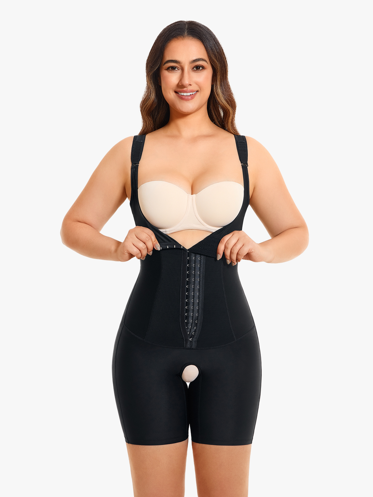 Tummy Control Crptch Opening Mid Thigh Bodysuit