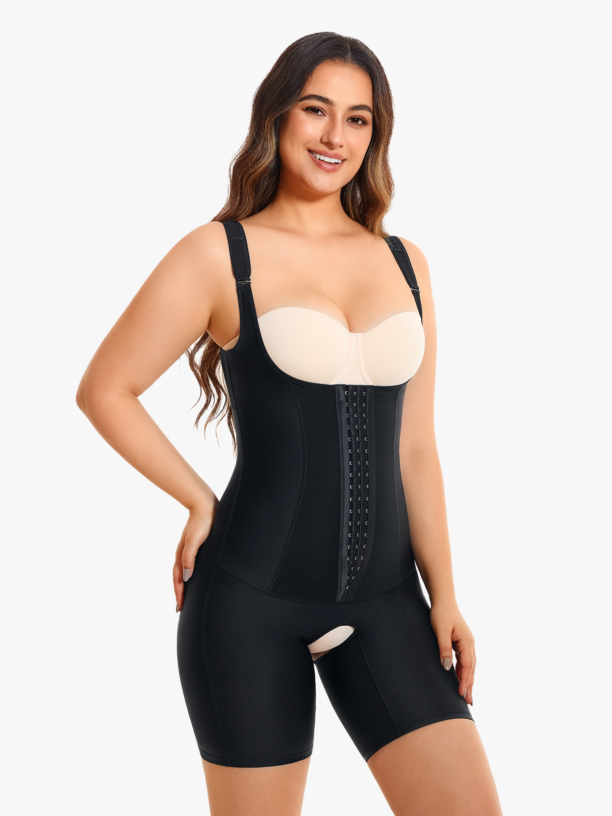 Tummy Control Crptch Opening Mid Thigh Bodysuit