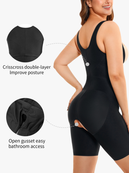 Tummy Control Crptch Opening Mid Thigh Bodysuit
