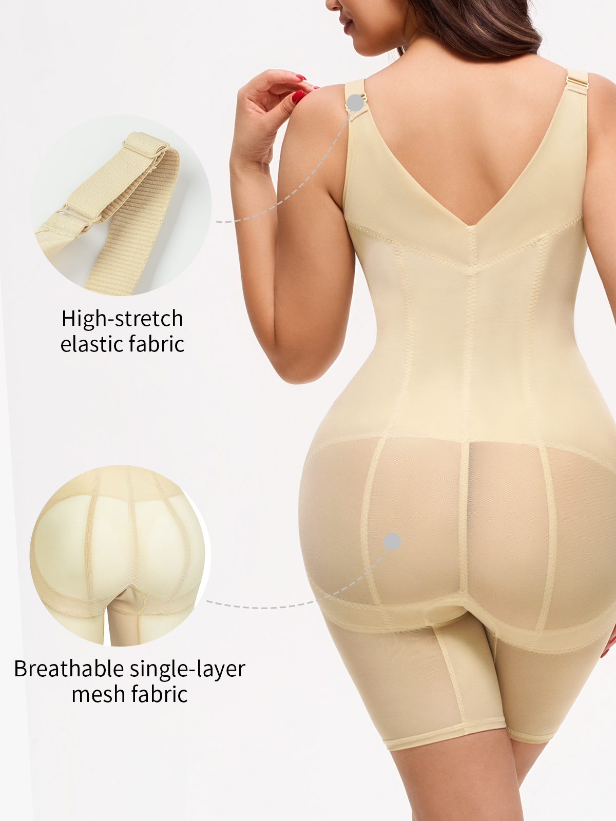 Open Bust Tummy Control Crotch Opening Mid Thigh Bodysuit