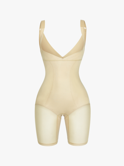 Open Bust Tummy Control Crotch Opening Mid Thigh Bodysuit