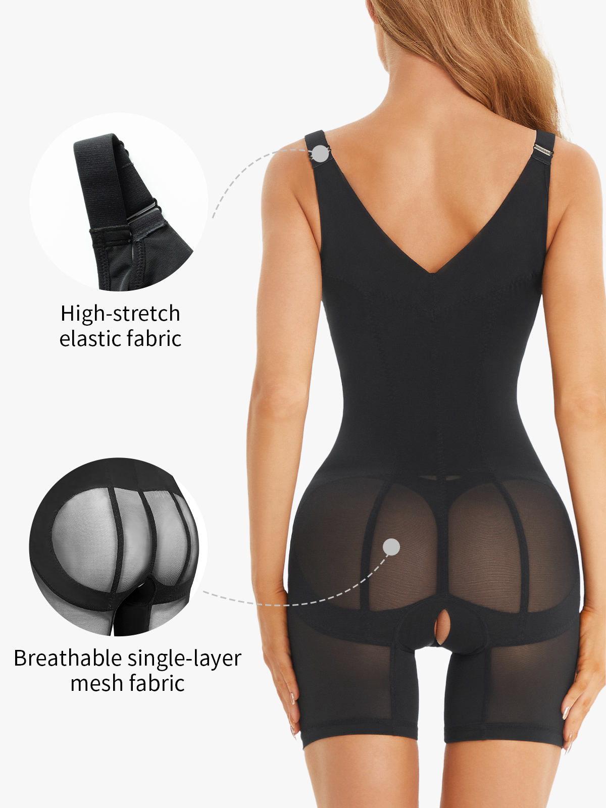 Open Bust Tummy Control Crotch Opening Mid Thigh Bodysuit