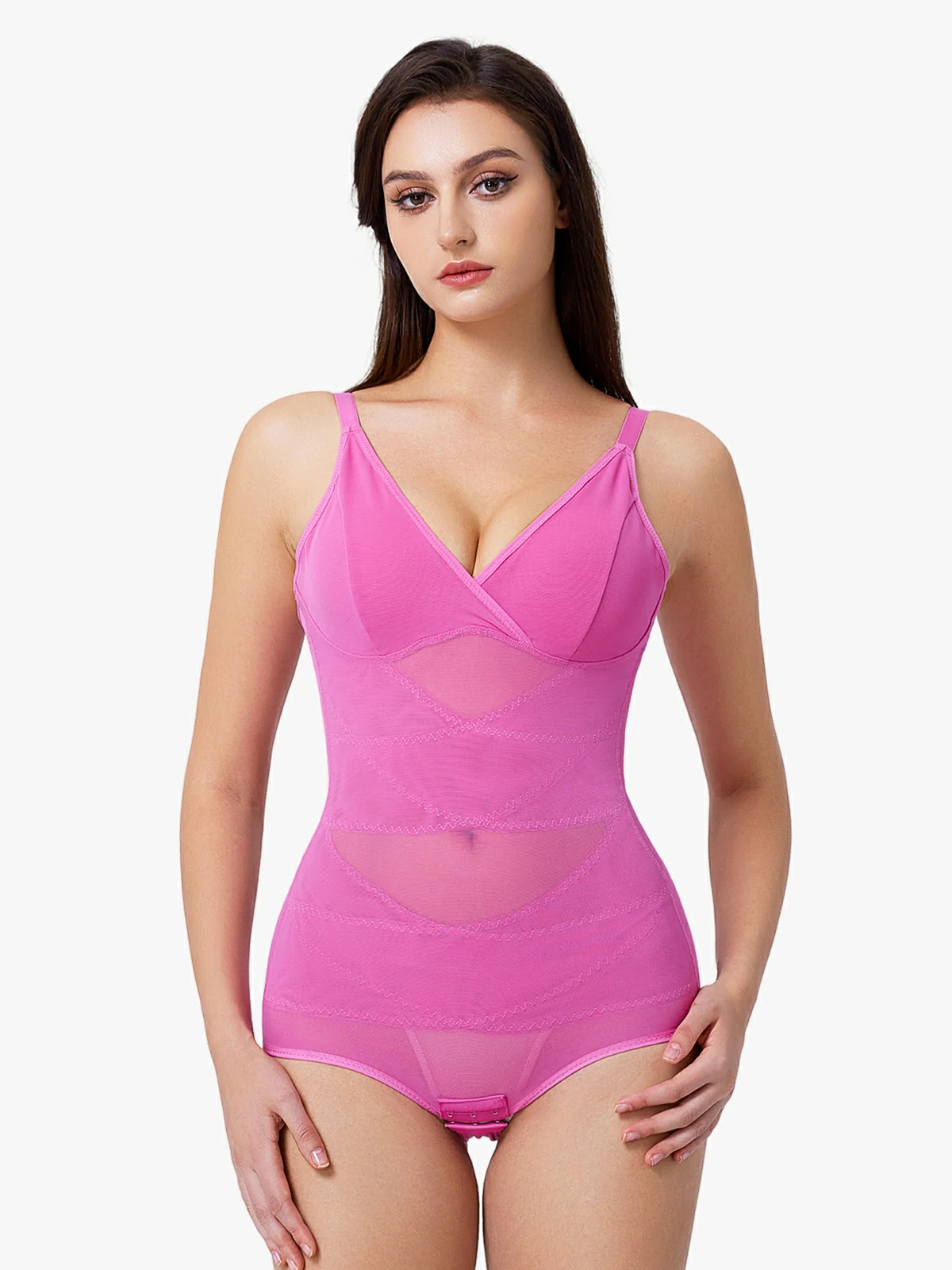 Women Sheer Mesh Cami Bodysuit with Removable Bra Pads