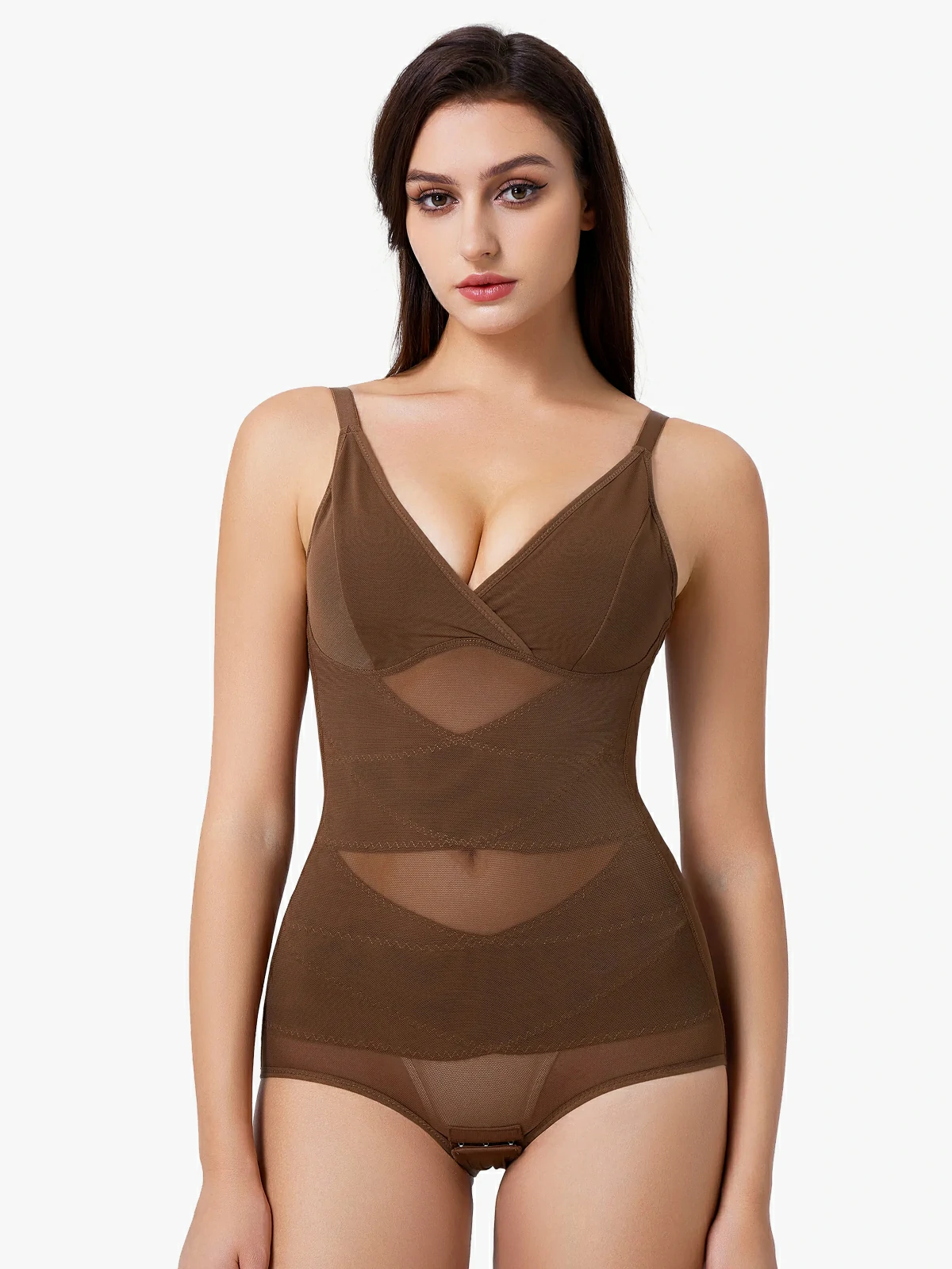 Women Sheer Mesh Cami Bodysuit with Removable Bra Pads