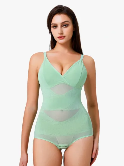 Women Sheer Mesh Cami Bodysuit with Removable Bra Pads