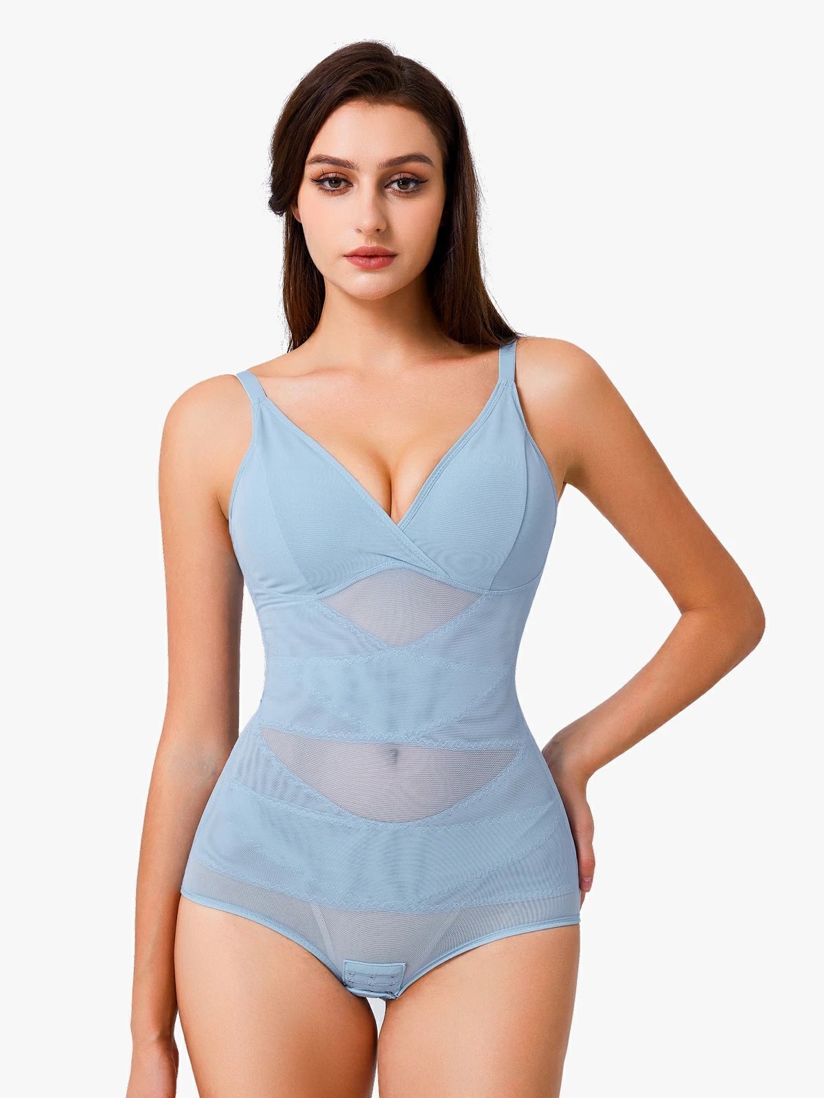 Women Sheer Mesh Cami Bodysuit with Removable Bra Pads