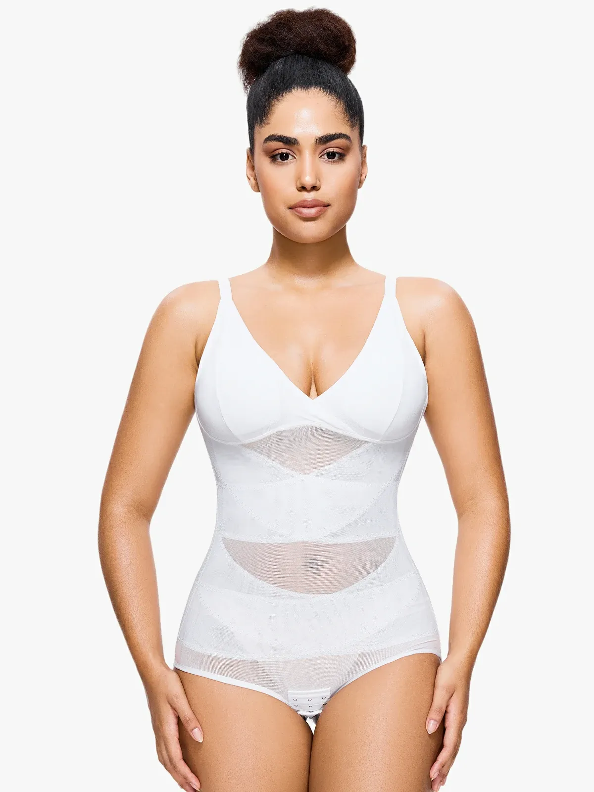 Women Sheer Mesh Cami Bodysuit with Removable Bra Pads