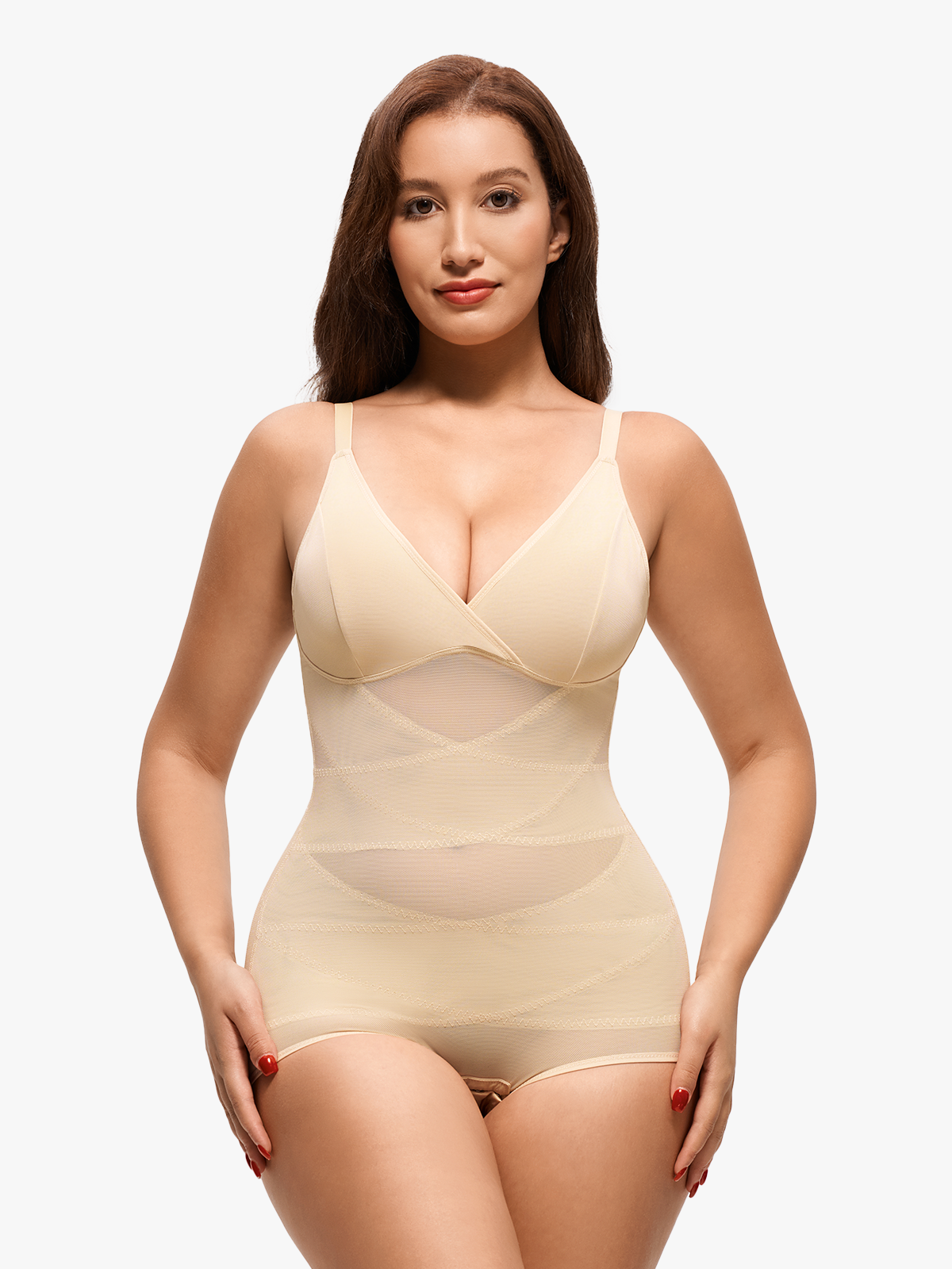 Nebility Women Sheer Mesh Cami Bodysuit with Removable Bra Pads