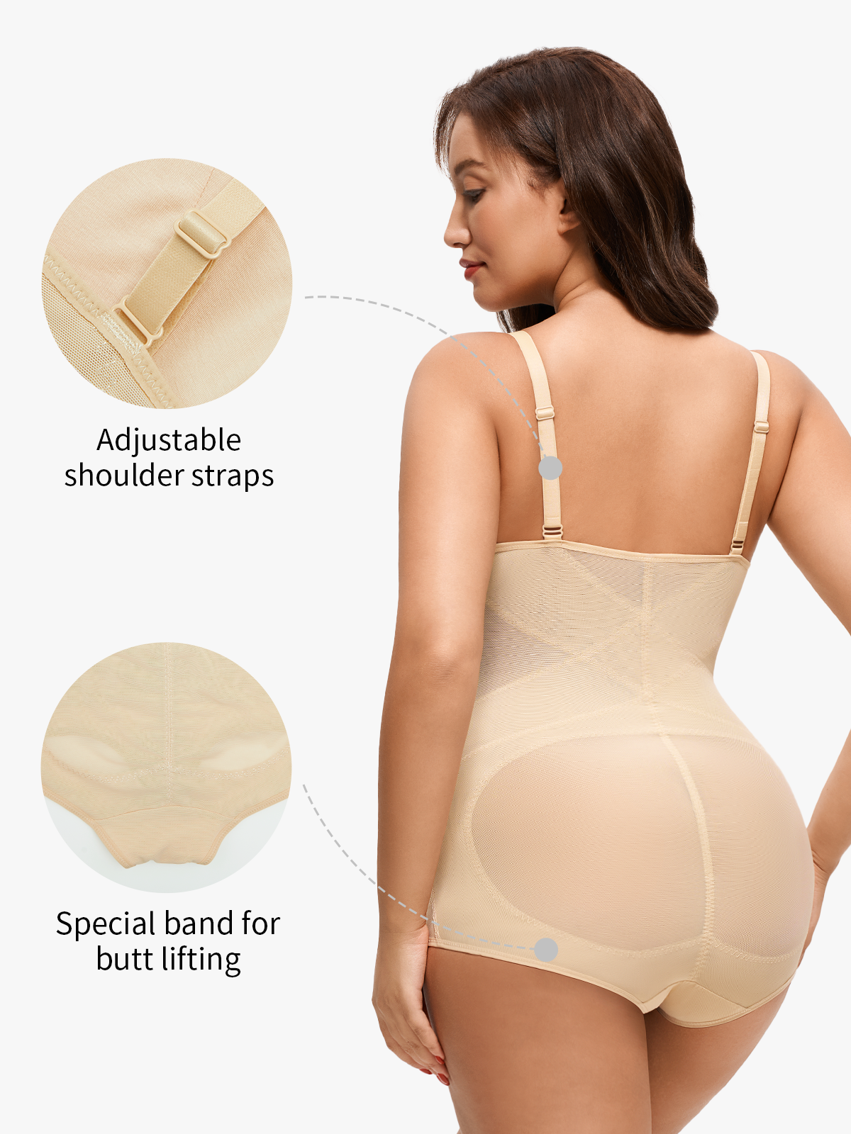 Nebility Women Sheer Mesh Cami Bodysuit with Removable Bra Pads