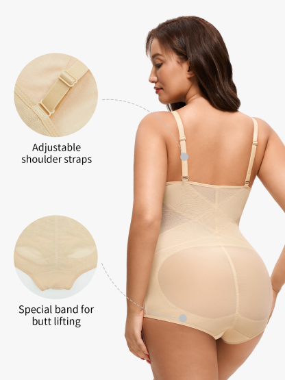 Nebility Women Sheer Mesh Cami Bodysuit with Removable Bra Pads