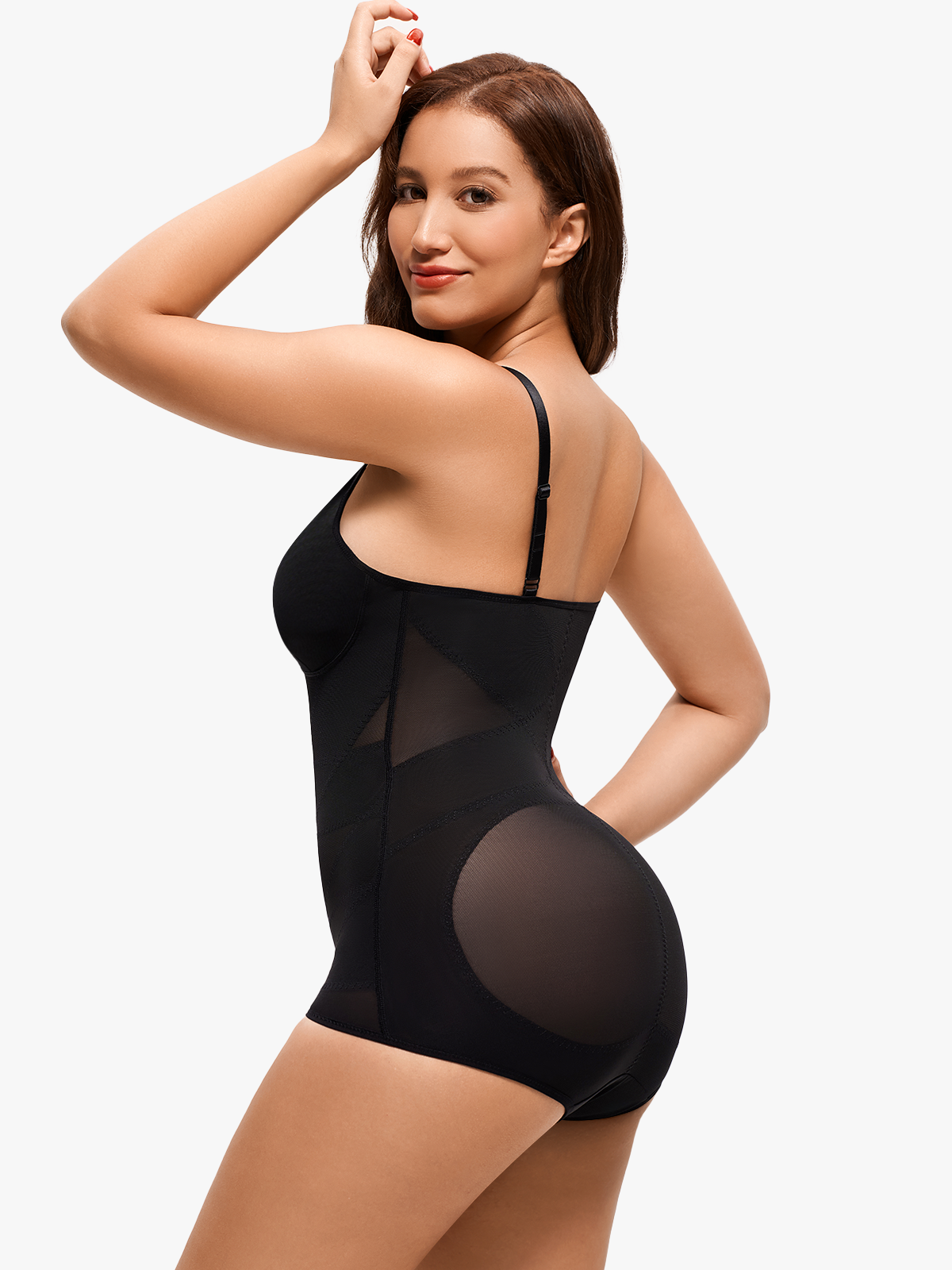 Nebility Women Sheer Mesh Cami Bodysuit with Removable Bra Pads