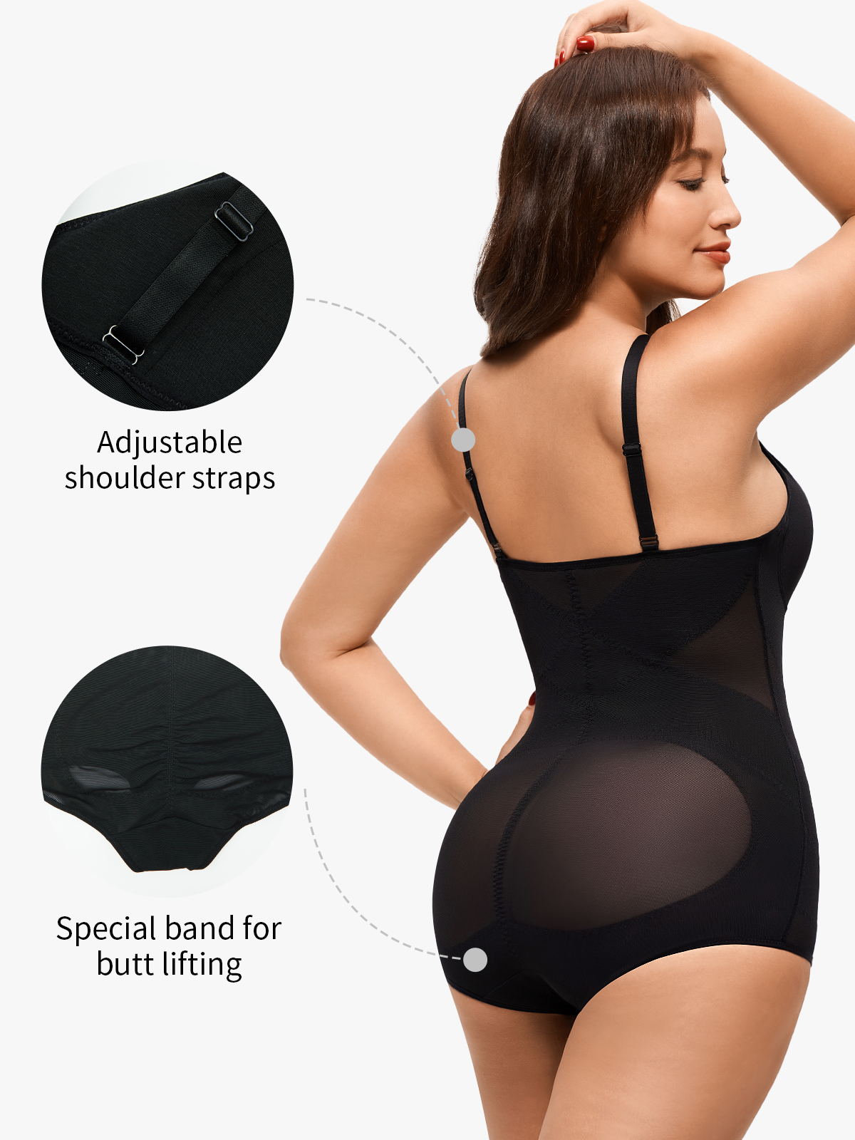 Nebility Women Sheer Mesh Cami Bodysuit with Removable Bra Pads