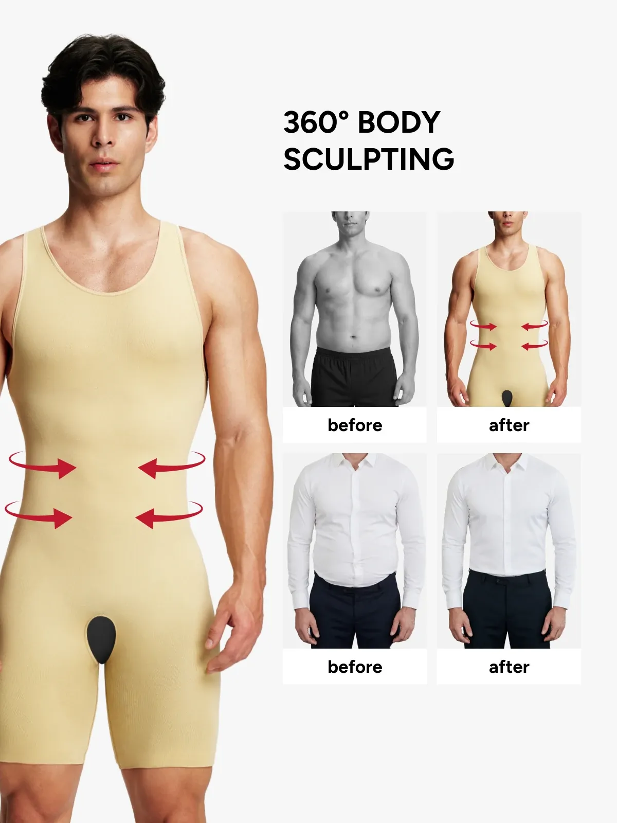 Seamless Comfort Crotch Opening  Full Body Shaper Bodysuit