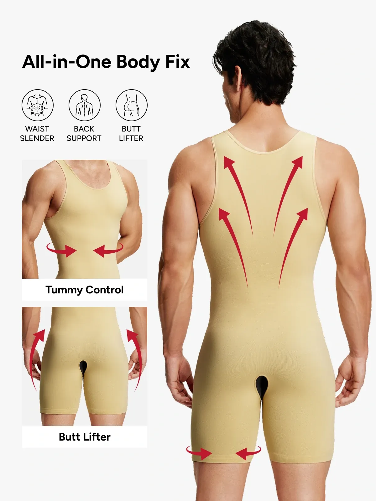 Seamless Comfort Crotch Opening  Full Body Shaper Bodysuit