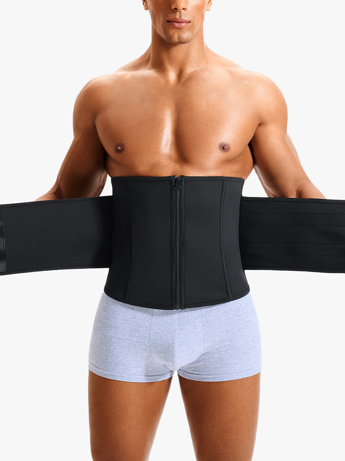 Zipper Double Layer Adjustable Belt Boning Workout Waist Trainer 