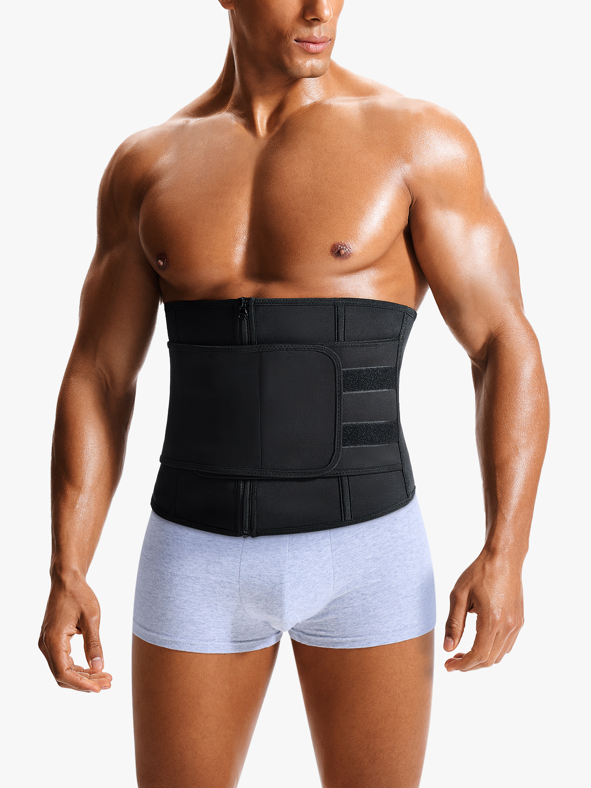 Zipper Double Layer Adjustable Belt Boning Workout Waist Trainer 
