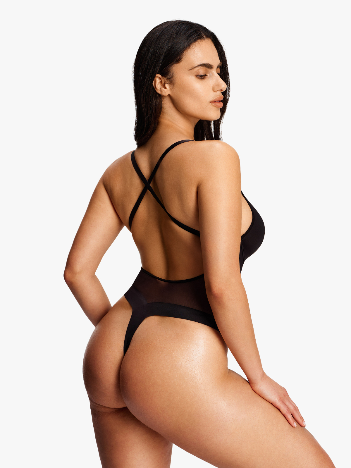 Plunge Low-Back Cami Thong Bodysuit