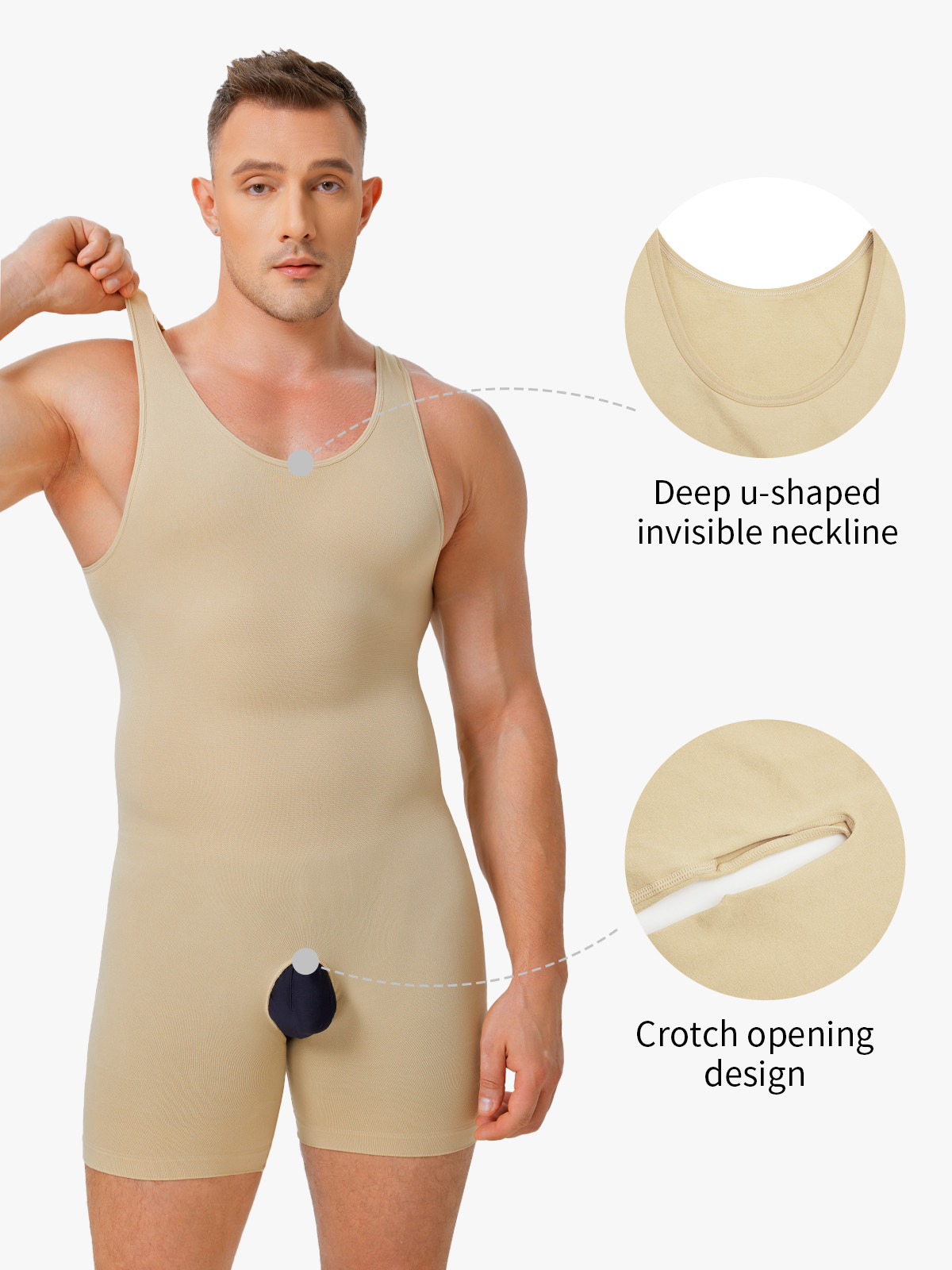 Seamless Comfort Crotch Opening Full Body Shaper Bodysuit